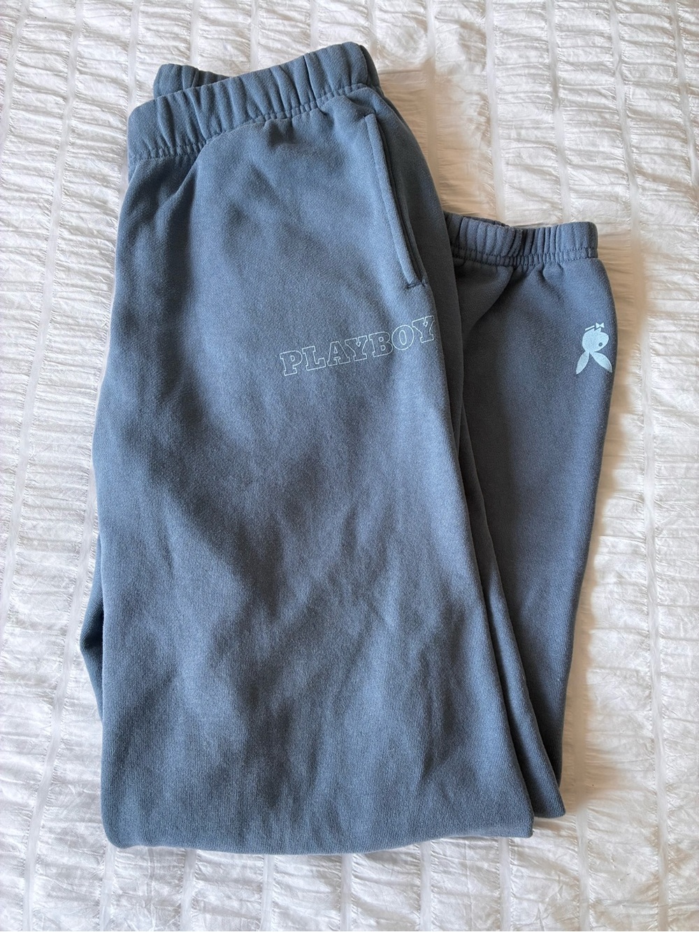 Playboy x PacSun Blue Fleece Jogger Sweatpants XS Bunny Logo